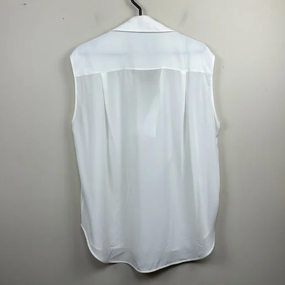 GIVENCHY white silk logo scarf collared sleeveless blouse fr 42 /USA 10 - Picture 13 of 16